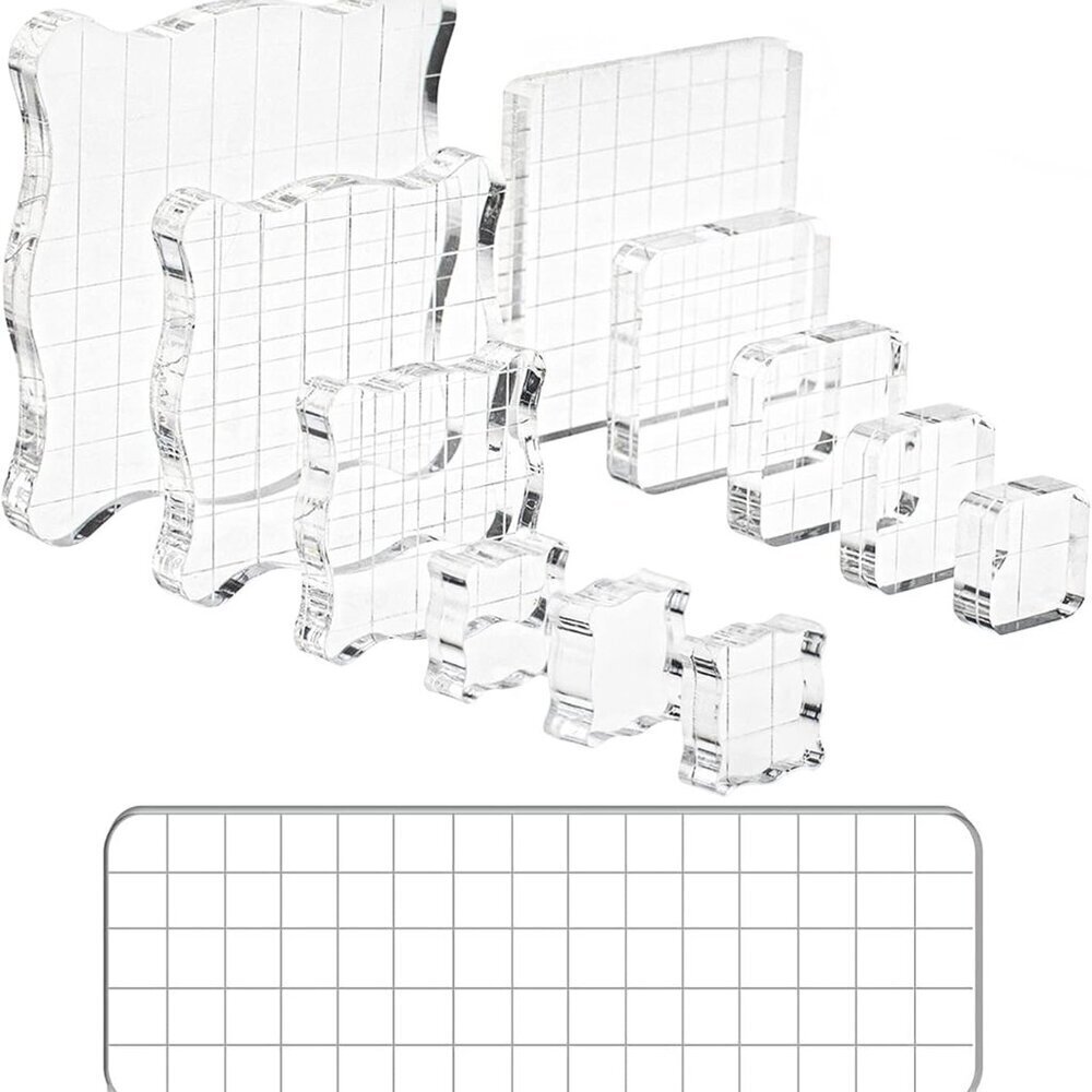 Clear Acrylic Stamp Blocks 12 Pack Assorted Sizes
